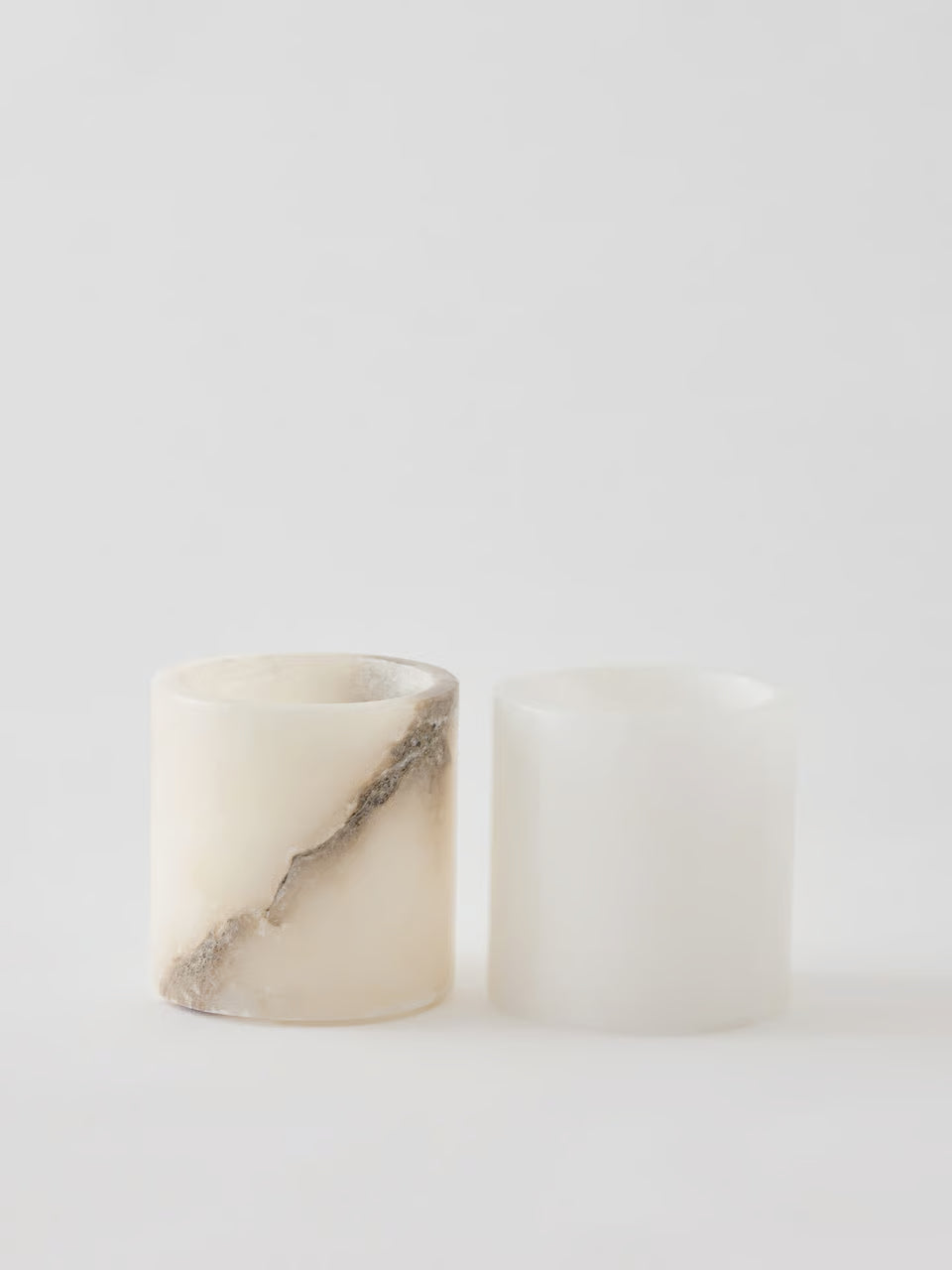 Alabaster lysholder hvit/beige XS 5 cm