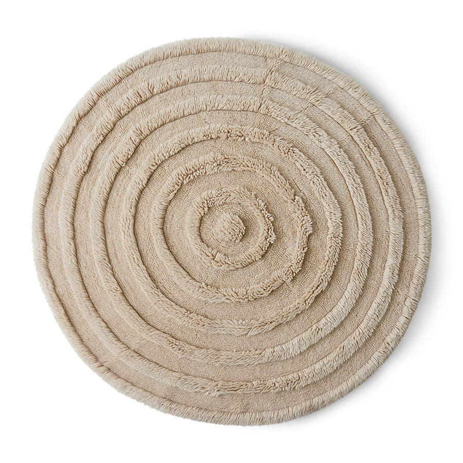 HK Living Round woolen rug cream