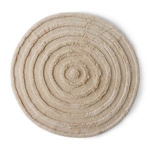HK Living Round woolen rug cream