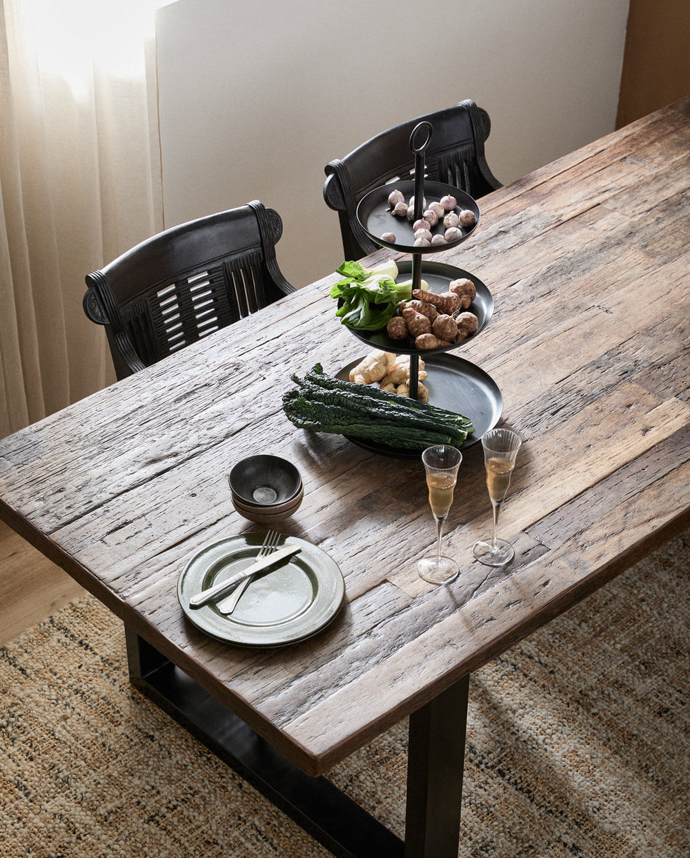 Nordal VINTAGE IRON TABLE W/WOODEN TOP, RAW