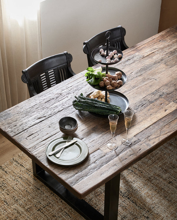 Nordal VINTAGE IRON TABLE W/WOODEN TOP, RAW