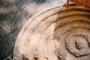 HK Living Round woolen rug cream