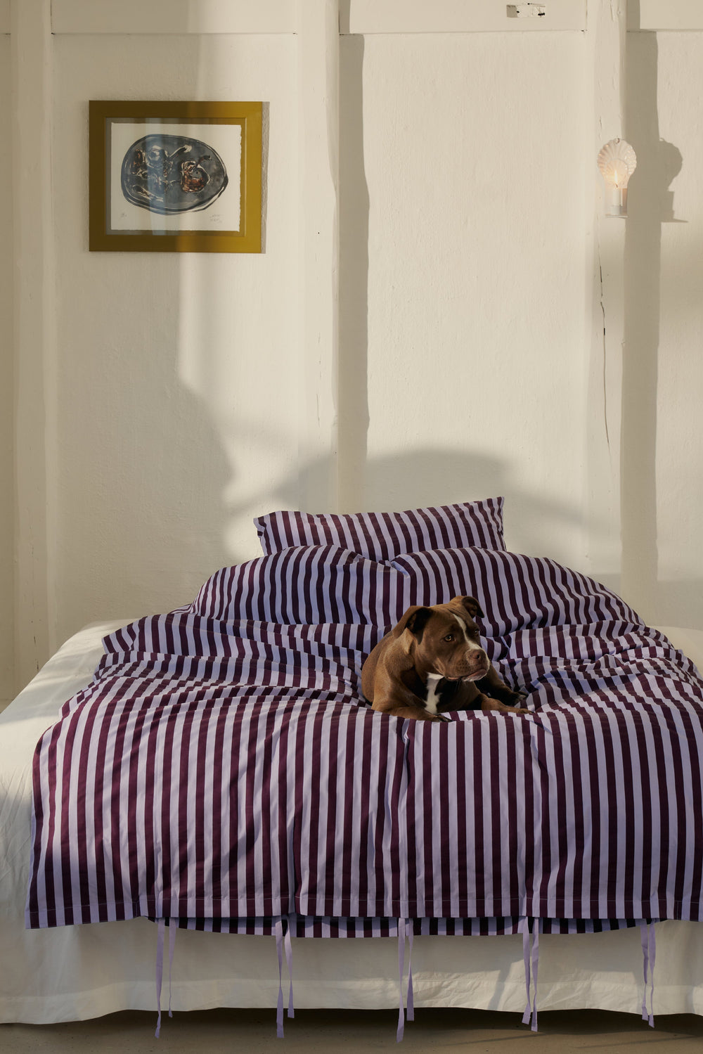 Percale dynetrekk - Wine & lavender blue