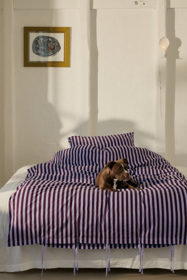Percale dynetrekk - Wine & lavender blue