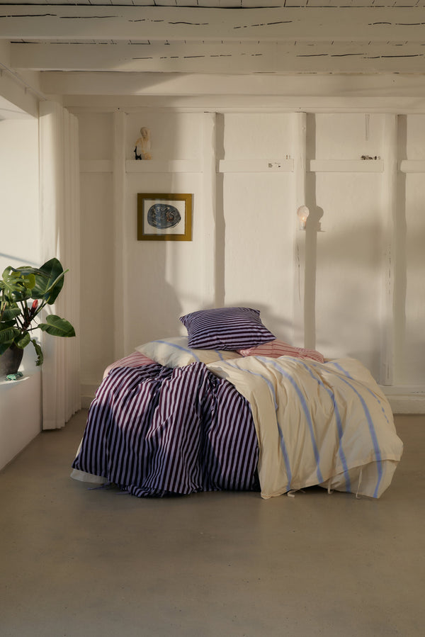 Percale putetrekk -Wine & lavender blue