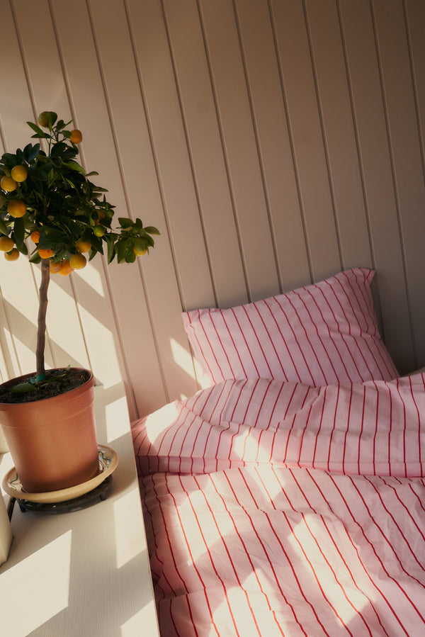 Percale dynetrekk - baby pink & ski patrol