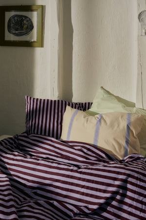 Percale dynetrekk - Wine & lavender blue