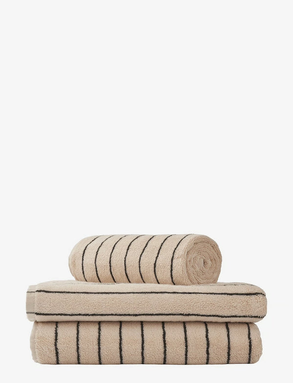 BONGUSTA Naram Hand Towels - Hånd Håndkle, creme & ink