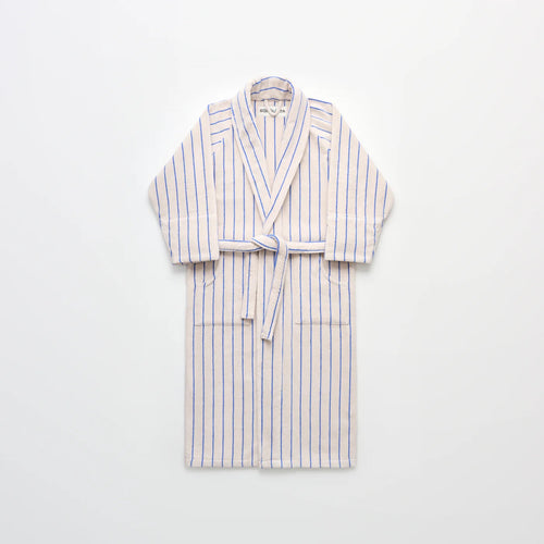 BONGUSTA Naram Bathrobe - Badekåpe, moonbeam & ultramarine