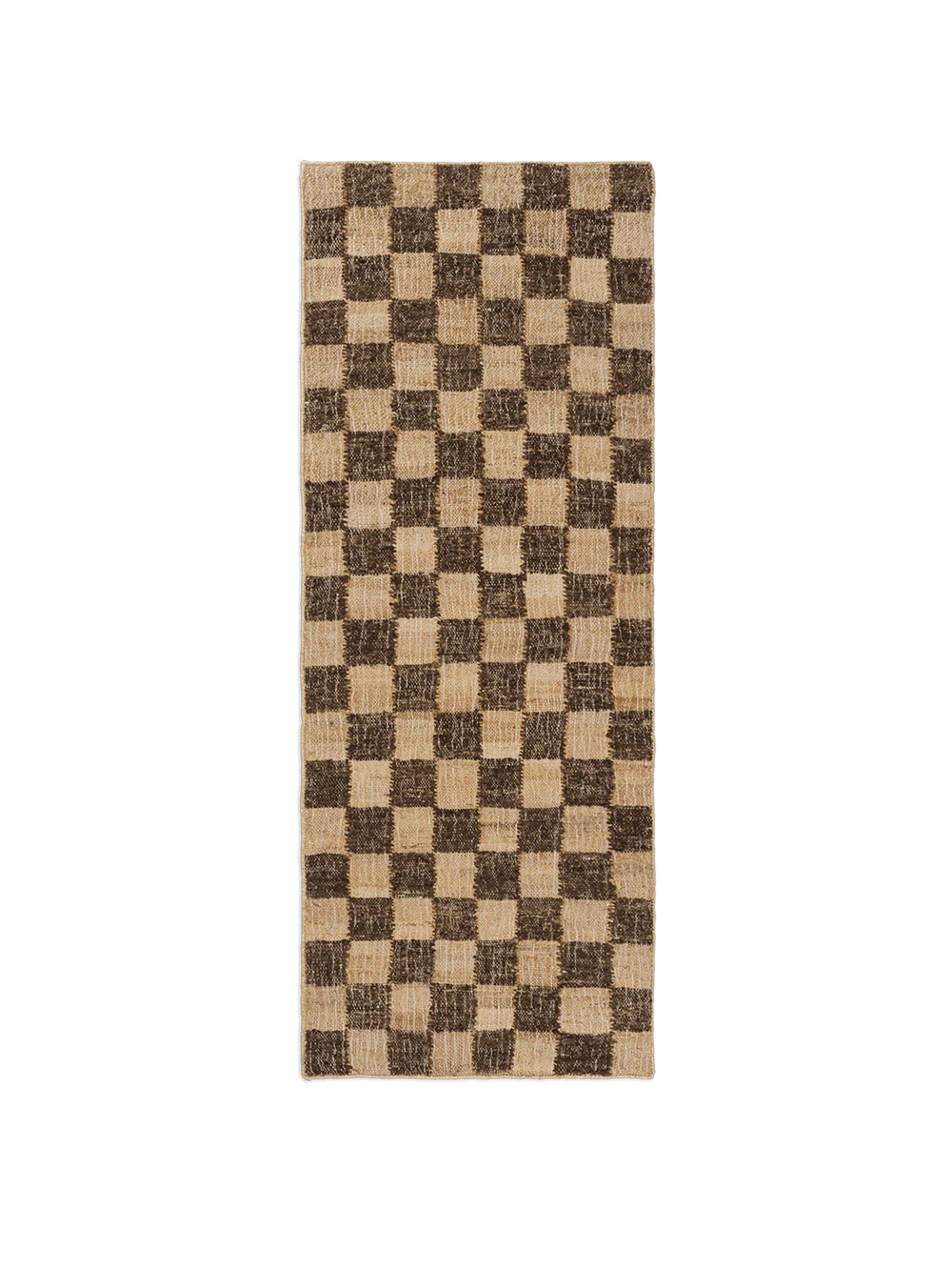 Check Ull Jute Entréteppe, 70 x 180 kaffe/natur