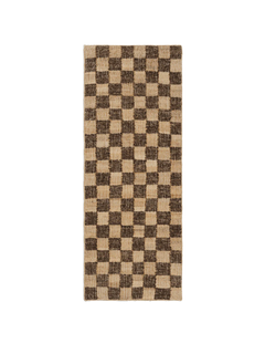 Check Ull Jute Entréteppe, 70 x 180 kaffe/natur