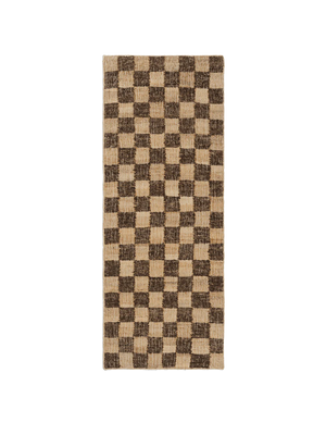 Check Ull Jute Entréteppe, 70 x 180 kremhvit/natur