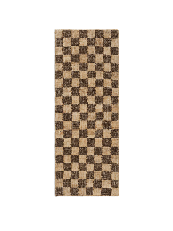 Check Ull Jute Entréteppe, 70 x 180 kremhvit/natur
