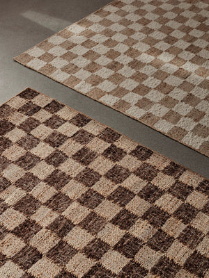 Check Ull Jute Entréteppe, 70 x 180 kremhvit/natur