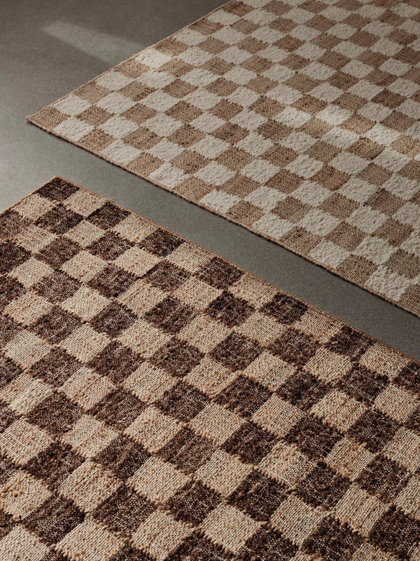 Check Ull Jute Entréteppe, 70 x 180 kremhvit/natur