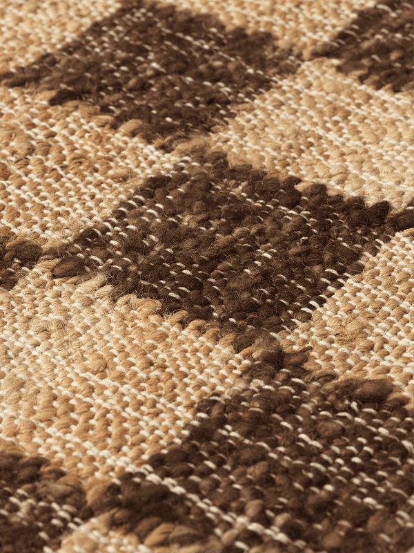 Check Ull Jute Entréteppe, 70 x 180 kremhvit/natur