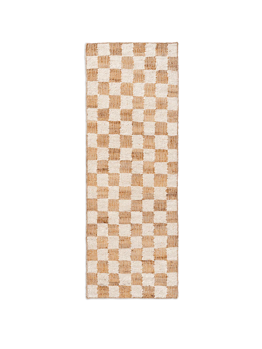 Check Ull Jute Entréteppe, 70 x 180 kremhvit/natur