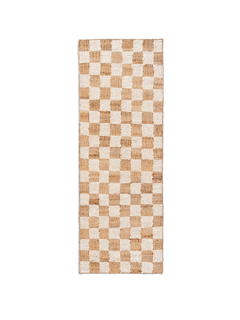 Check Ull Jute Entréteppe, 70 x 180 kremhvit/natur