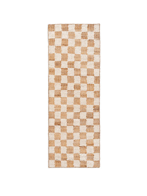 Check Ull Jute Entréteppe, 70 x 180 kremhvit/natur