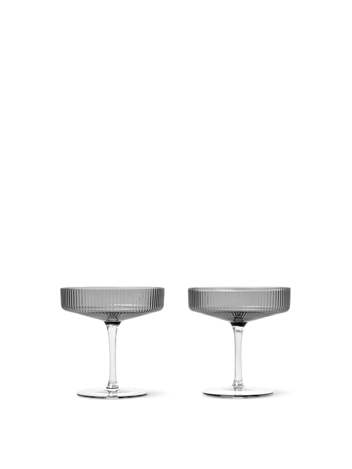 Ripple Champagne glass 2 pk., smoked grey