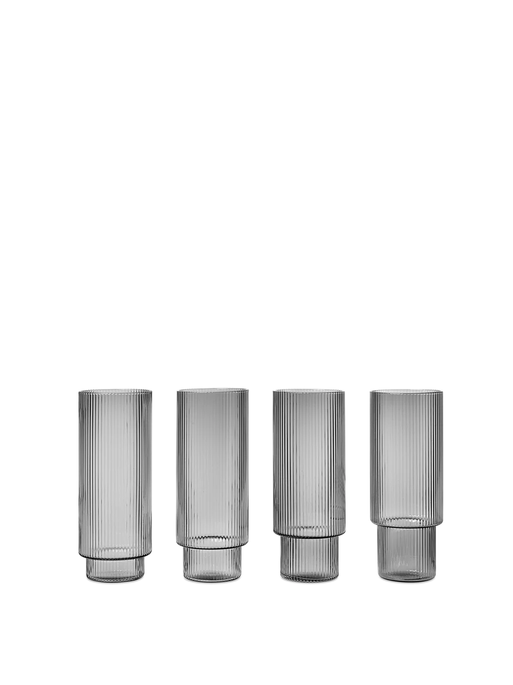 Ripple Long Drink glass 4 stk., smoked grey