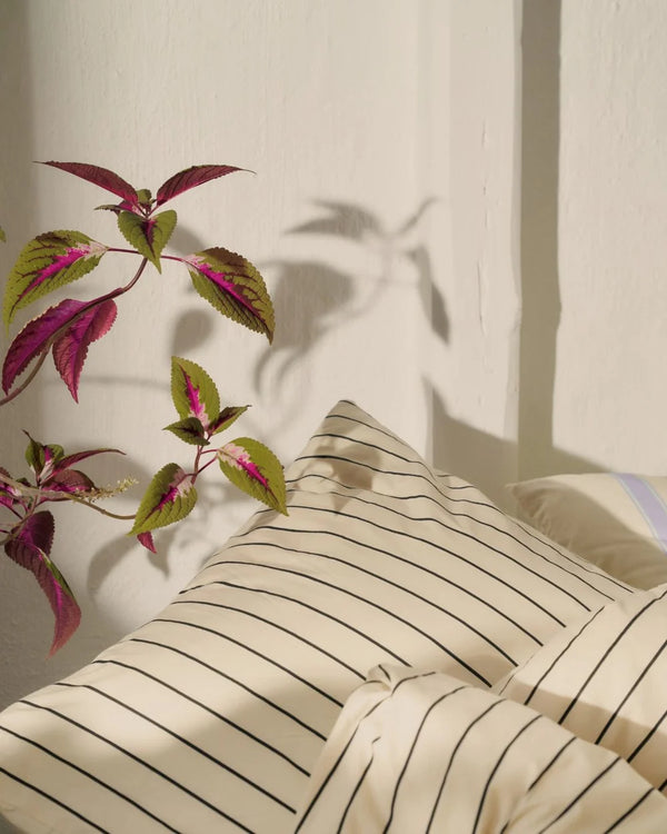 Percale dynetrekk - Creme & ink