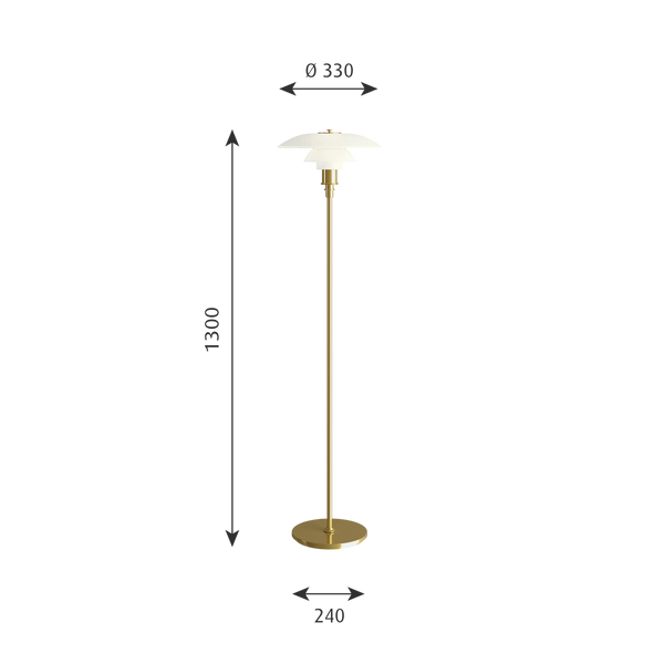 PH 3 1⁄2- 2 1⁄2 Gulvlampe, chrome