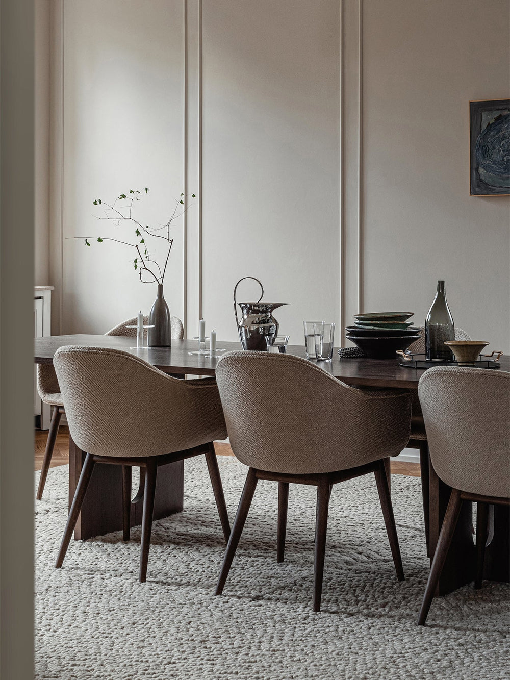 Harbour Dining Chair, Wooden Base, Black Oak