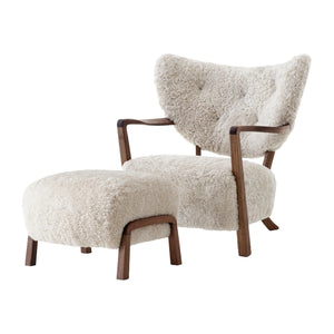 &tradition Wulff ATD2 Lenestol med Puff Sheepskin Moonlight/Valnøtt